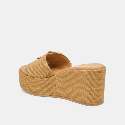 Dolce Vita SHOES Jilian Wide Mocha Raffia Wedges