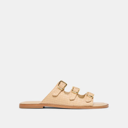 Dolce Vita SHOES FIN Sand Raffia Open-Toe Slide Sandals