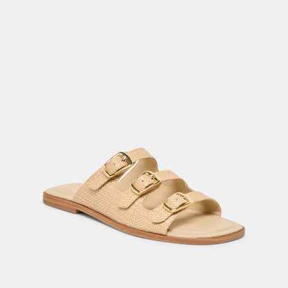 Dolce Vita SHOES FIN Sand Raffia Open-Toe Slide Sandals