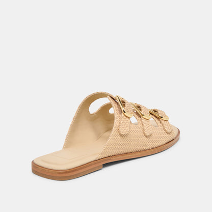 Dolce Vita SHOES FIN Sand Raffia Open-Toe Slide Sandals