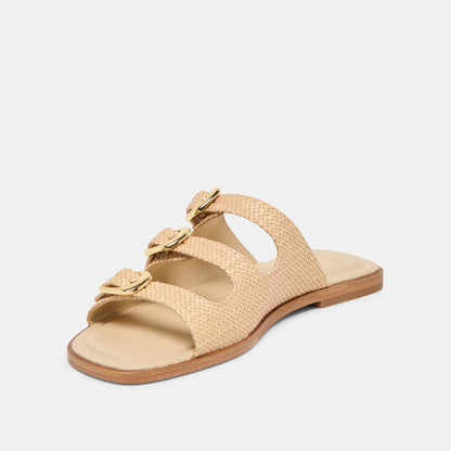 Dolce Vita SHOES FIN Sand Raffia Open-Toe Slide Sandals