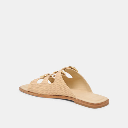 Dolce Vita SHOES FIN Sand Raffia Open-Toe Slide Sandals