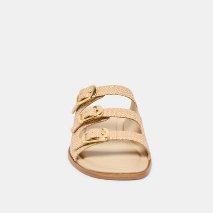 Dolce Vita SHOES FIN Sand Raffia Open-Toe Slide Sandals