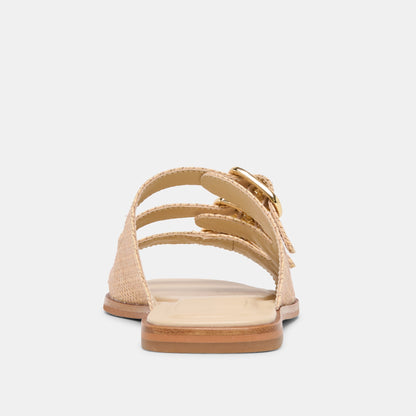 Dolce Vita SHOES FIN Sand Raffia Open-Toe Slide Sandals
