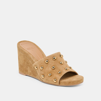 Dolce Vita SHOES Holta Stud Lt Brown Suede Wedges