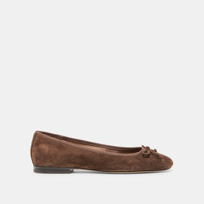 Dolce Vita SHOES Ritla Wide Dk Brown Suede Ballet Flats