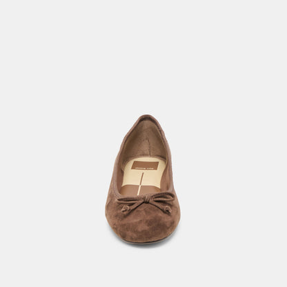 Dolce Vita SHOES Ritla Wide Dk Brown Suede Ballet Flats