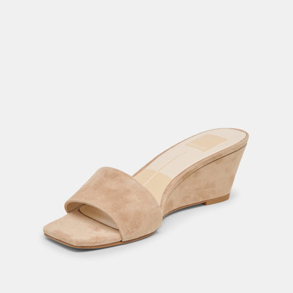 Dolce Vita SHOES Qaily Wide Camel Suede Wedges