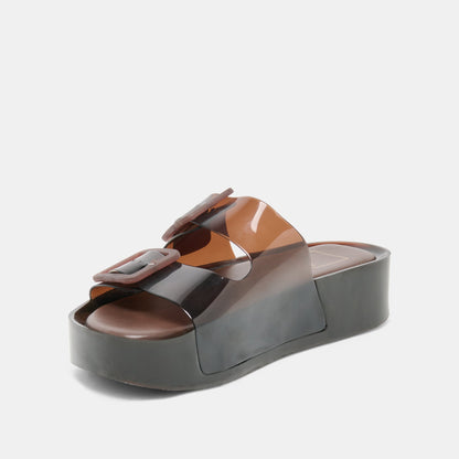 Dolce Vita SHOES JULIO X Chocolate Vinyl Jelly Platform Sandals