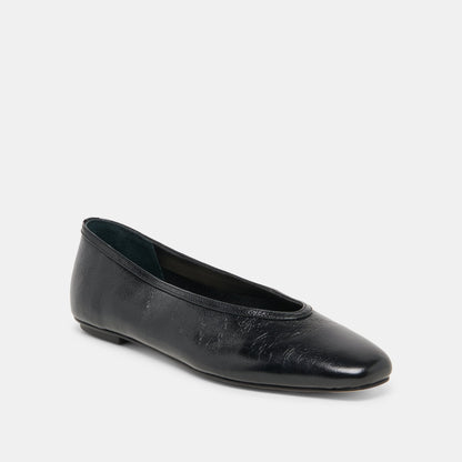 Dolce Vita SHOES CARET Black Leather Pointed-Toe Ballet Flats