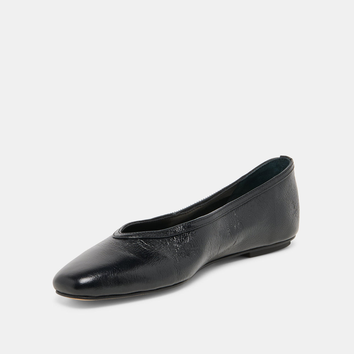 Dolce Vita SHOES CARET Black Leather Pointed-Toe Ballet Flats