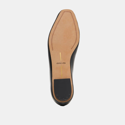 Dolce Vita SHOES CARET Black Leather Pointed-Toe Ballet Flats