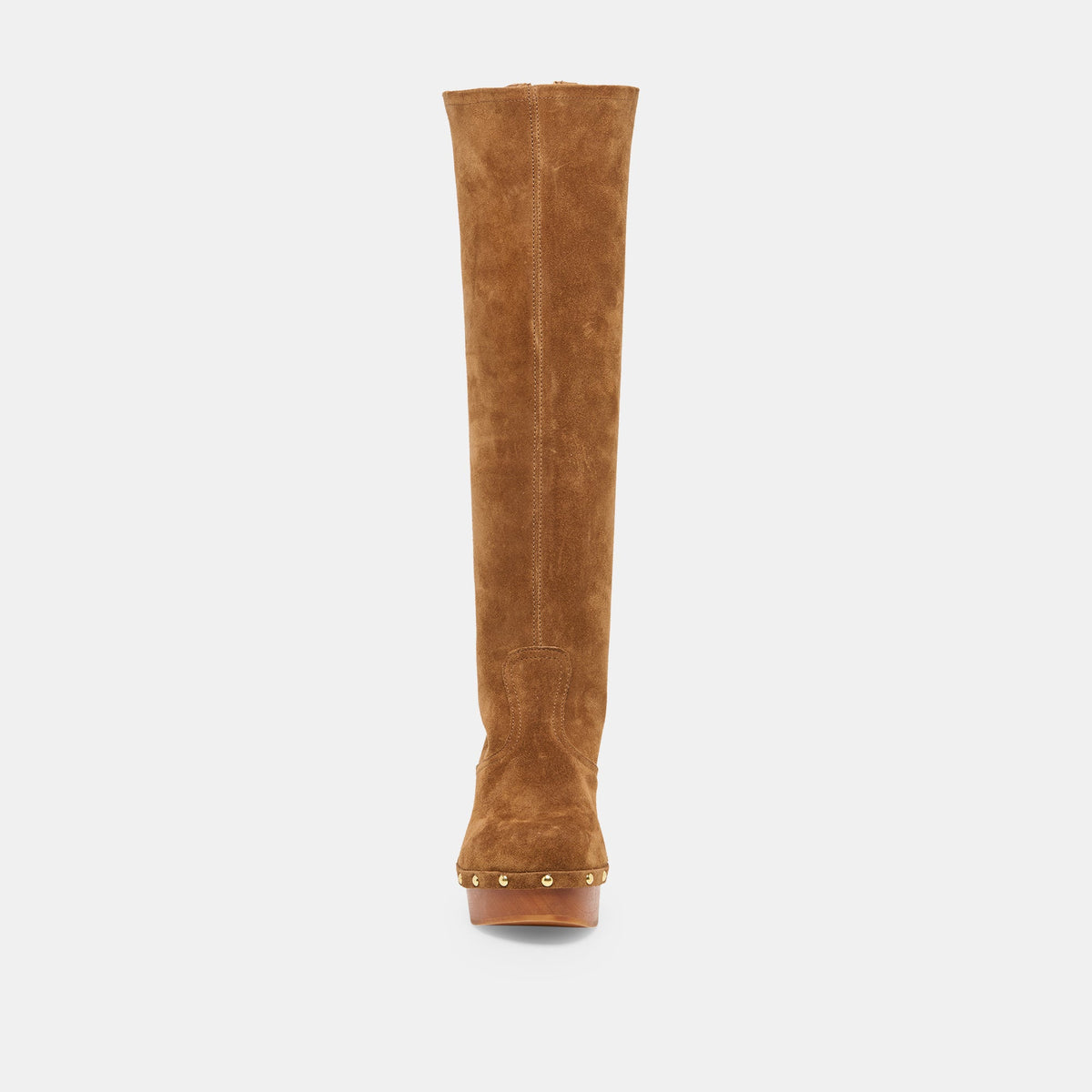 Dolce Vita SHOES JENNY Chestnut Suede Knee-High Platform Wood Sole Boots