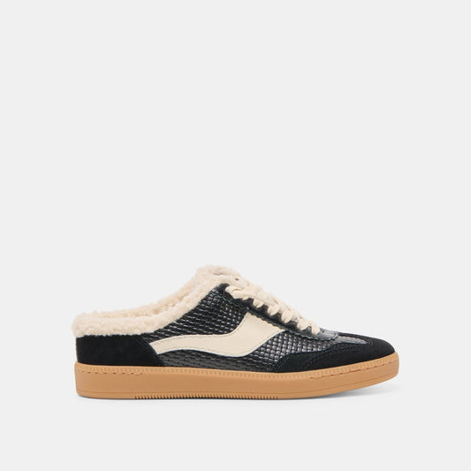 Dolce Vita SHOES Notice Slide Plush Black Woven Leather Sneakers