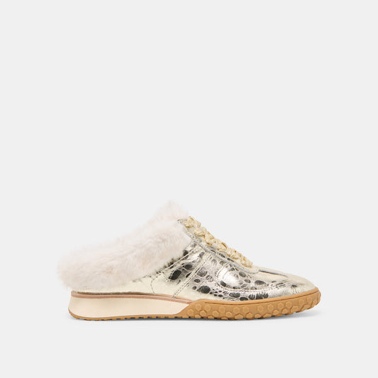 Dolce Vita SHOES Izzey Plush Platinum Leather Sneakers