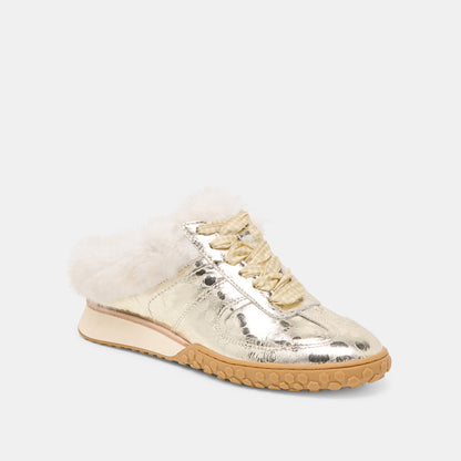 Dolce Vita SHOES Izzey Plush Platinum Leather Sneakers
