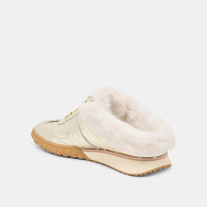 Dolce Vita SHOES Izzey Plush Platinum Leather Sneakers