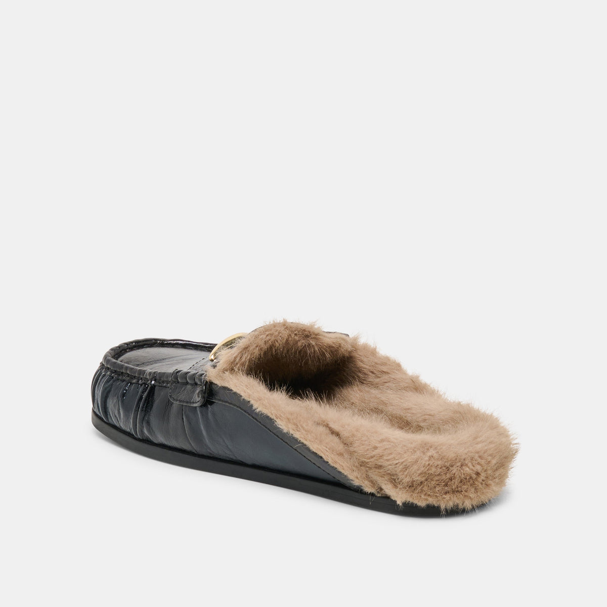 Dolce Vita SHOES Jodero Plush Black Leather Flats