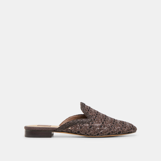 Dolce Vita SHOES Kirt Chocolate Cross Hatch Raffia Flats