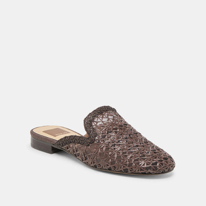 Dolce Vita SHOES Kirt Chocolate Cross Hatch Raffia Flats