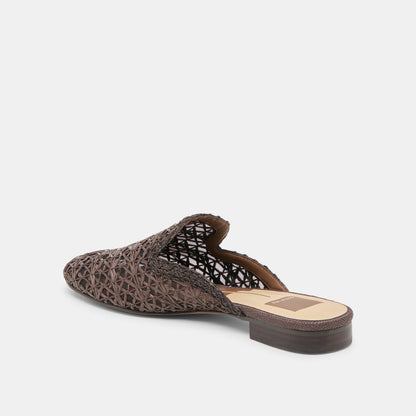 Dolce Vita SHOES Kirt Chocolate Cross Hatch Raffia Flats