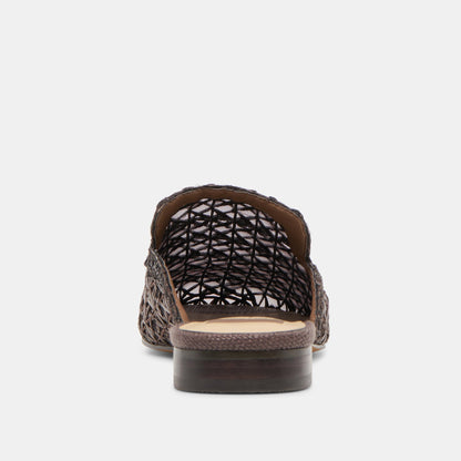 Dolce Vita SHOES Kirt Chocolate Cross Hatch Raffia Flats