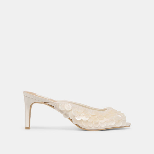 Dolce Vita SHOES Samary Confetti Off White Satin Heels