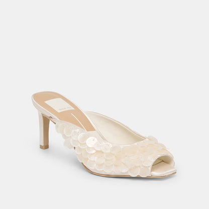 Dolce Vita SHOES Samary Confetti Off White Satin Heels