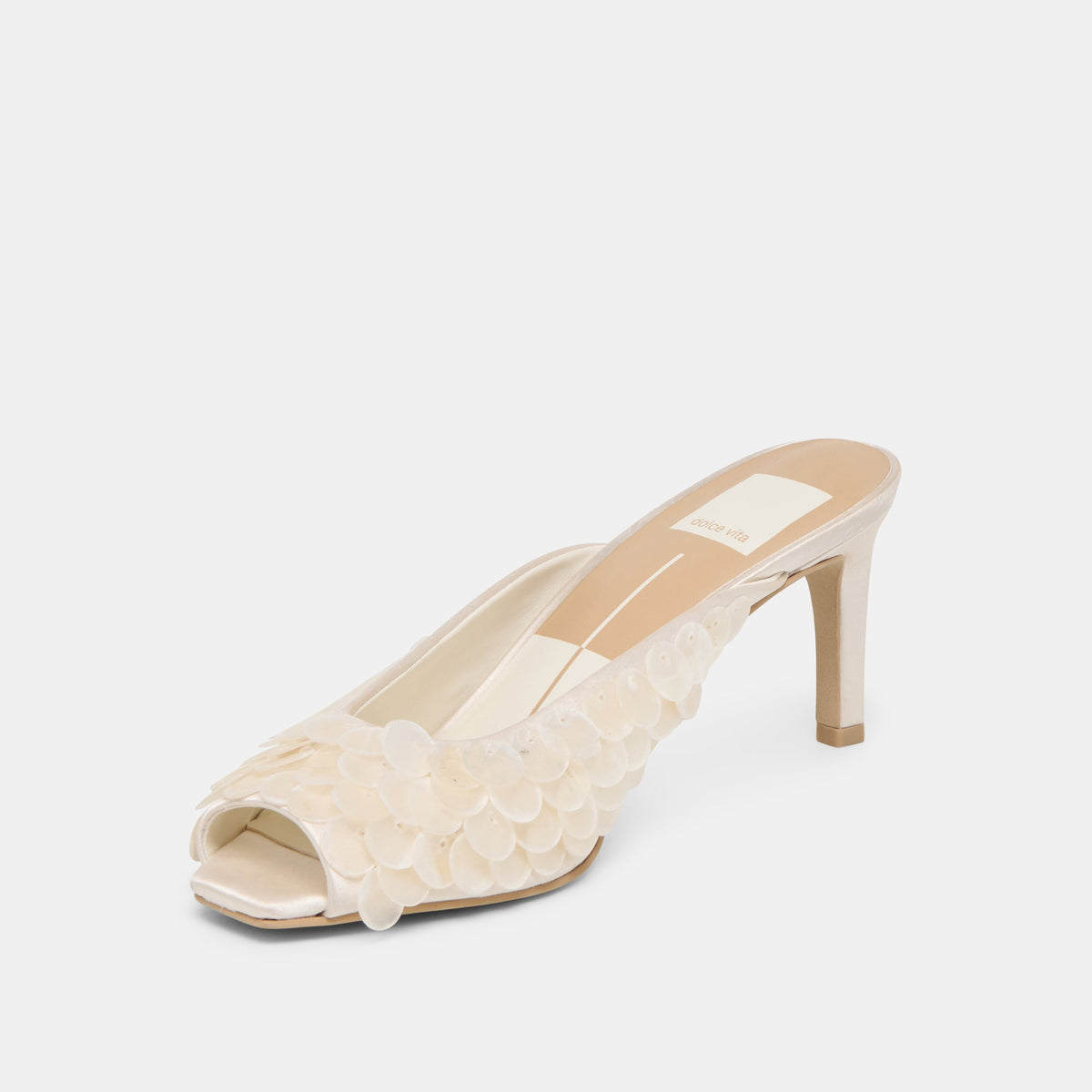 Dolce Vita SHOES Samary Confetti Off White Satin Heels