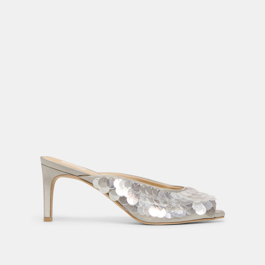 Dolce Vita SHOES Samary Confetti Silver Satin Heels