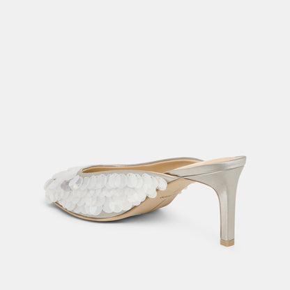 Dolce Vita SHOES Samary Confetti Silver Satin Heels
