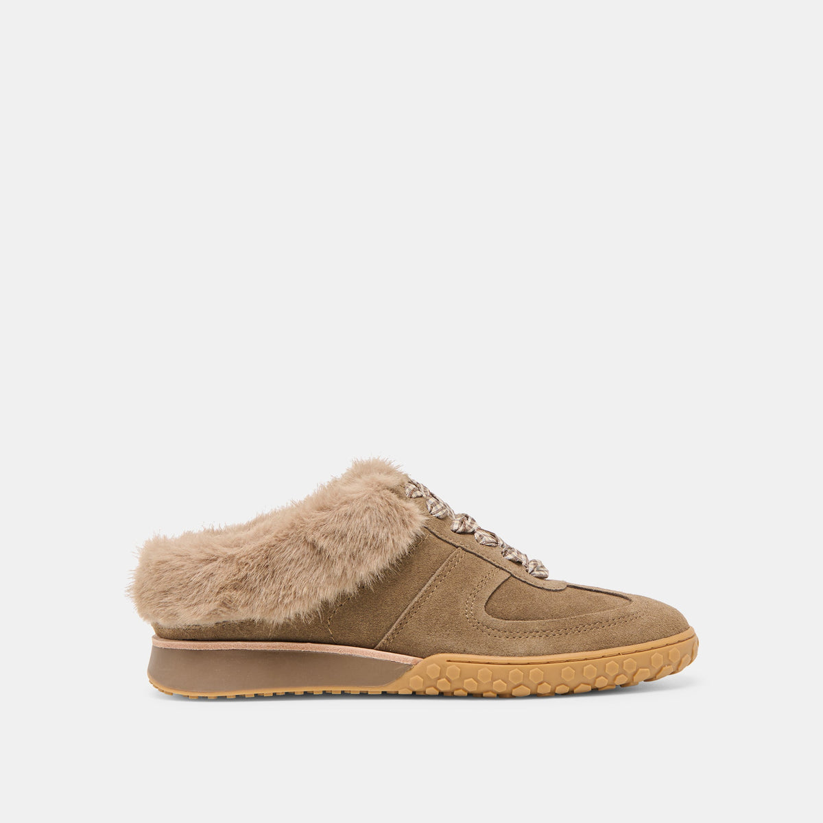 Dolce Vita SHOES Izzey Plush Olive Suede Sneakers