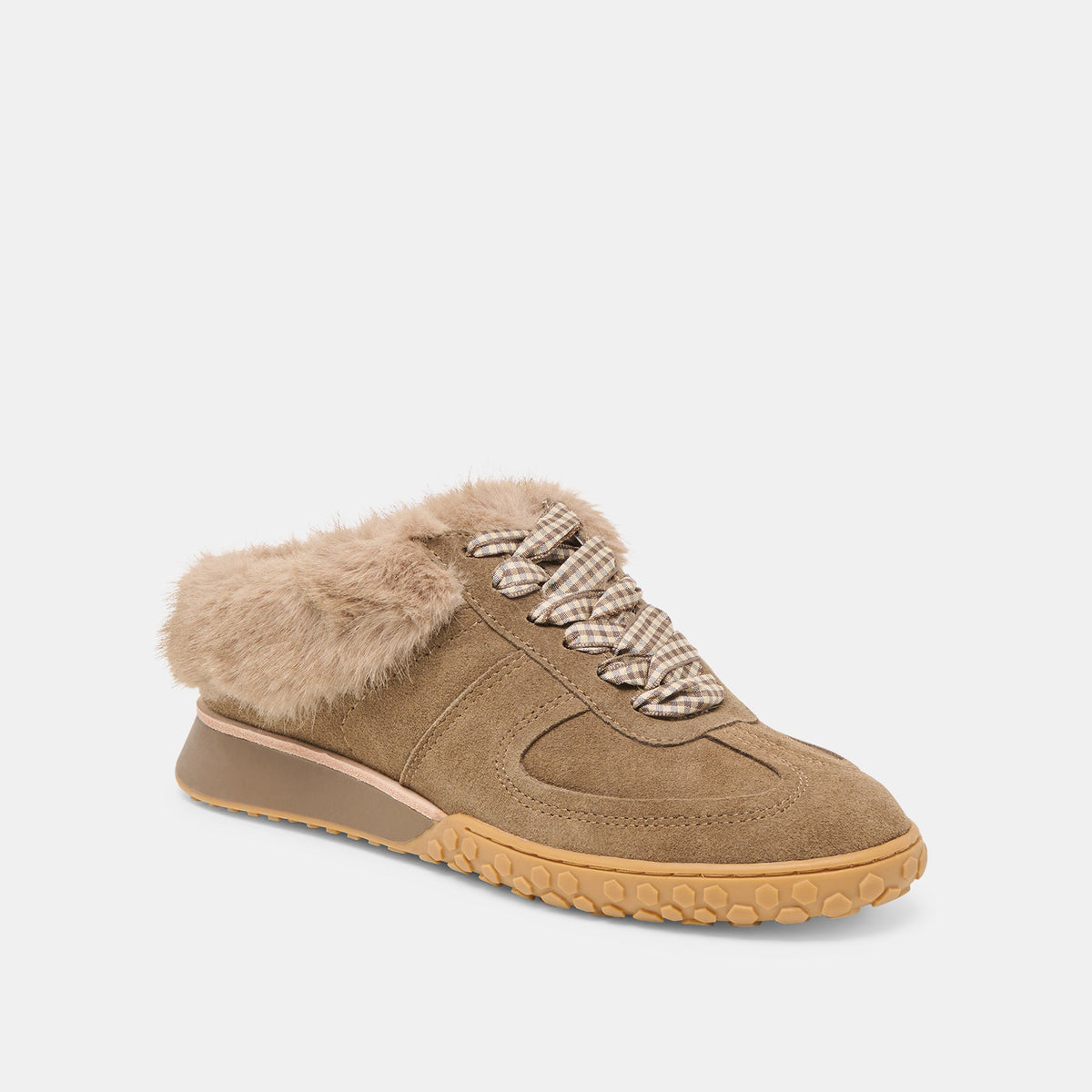 Dolce Vita SHOES Izzey Plush Olive Suede Sneakers