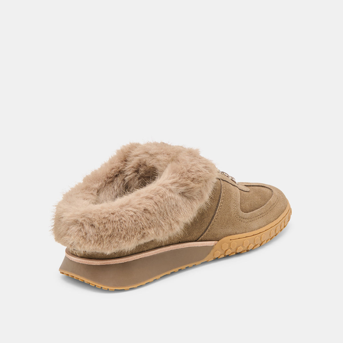 Dolce Vita SHOES Izzey Plush Olive Suede Sneakers