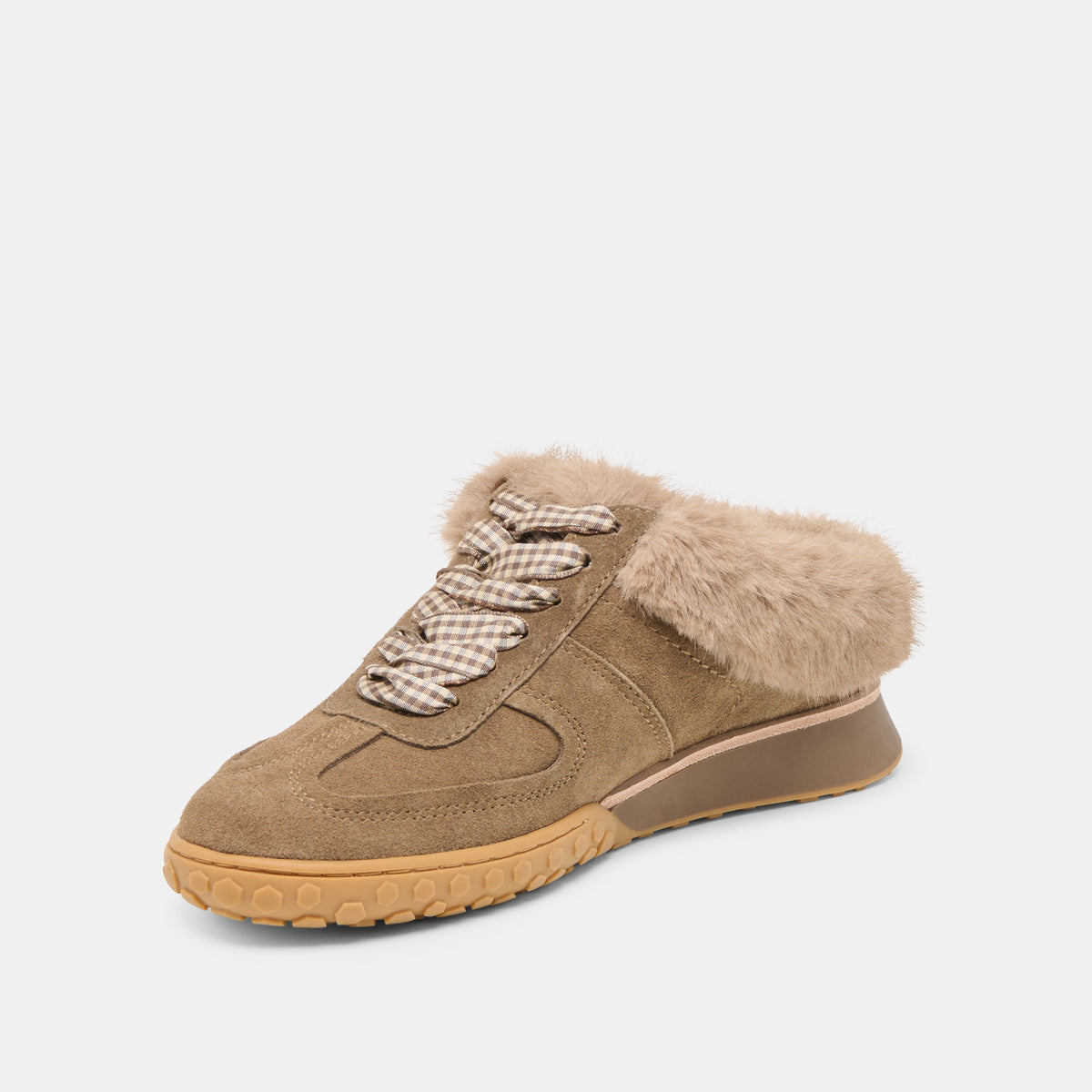 Dolce Vita SHOES Izzey Plush Olive Suede Sneakers