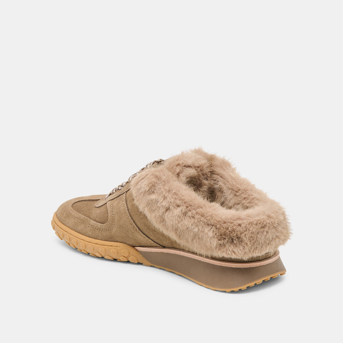 Dolce Vita SHOES Izzey Plush Olive Suede Sneakers
