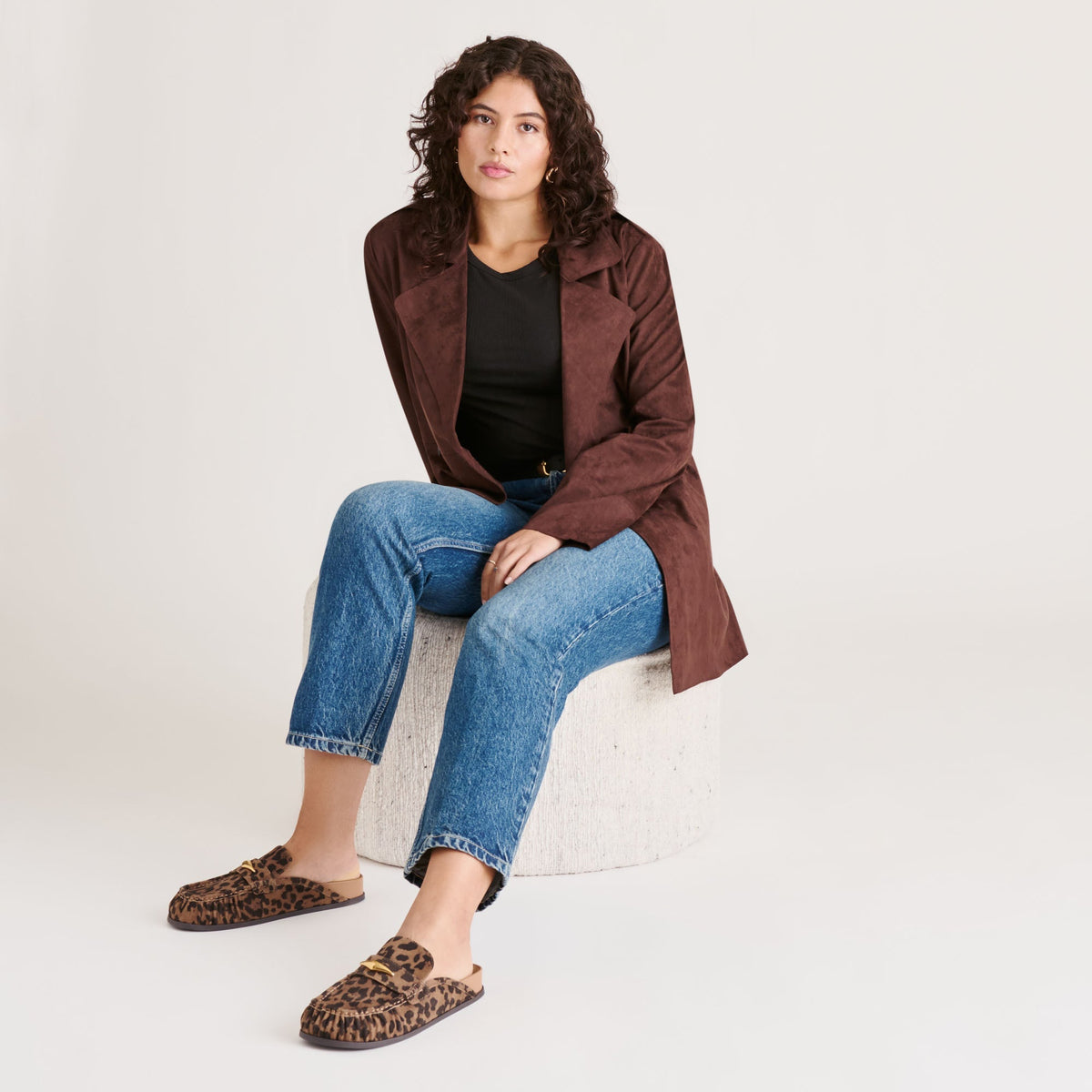 Dolce Vita SHOES Jodero Brown Leopard Printed Suede Flats