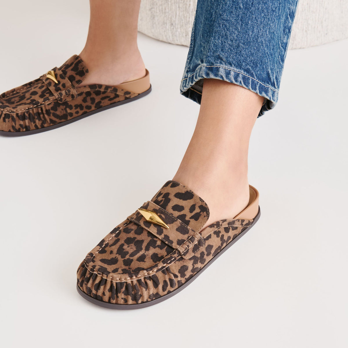 Dolce Vita SHOES Jodero Brown Leopard Printed Suede Flats