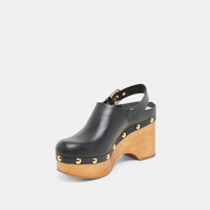 Dolce Vita SHOES Adelan Black Leather Clogs