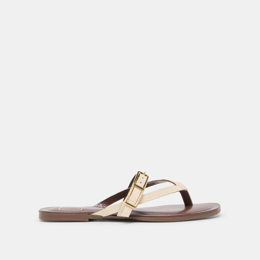 Dolce Vita SHOES Piers Beige Croco Embossed Leather Sandals