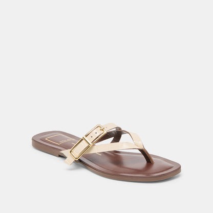 Dolce Vita SHOES Piers Beige Croco Embossed Leather Sandals