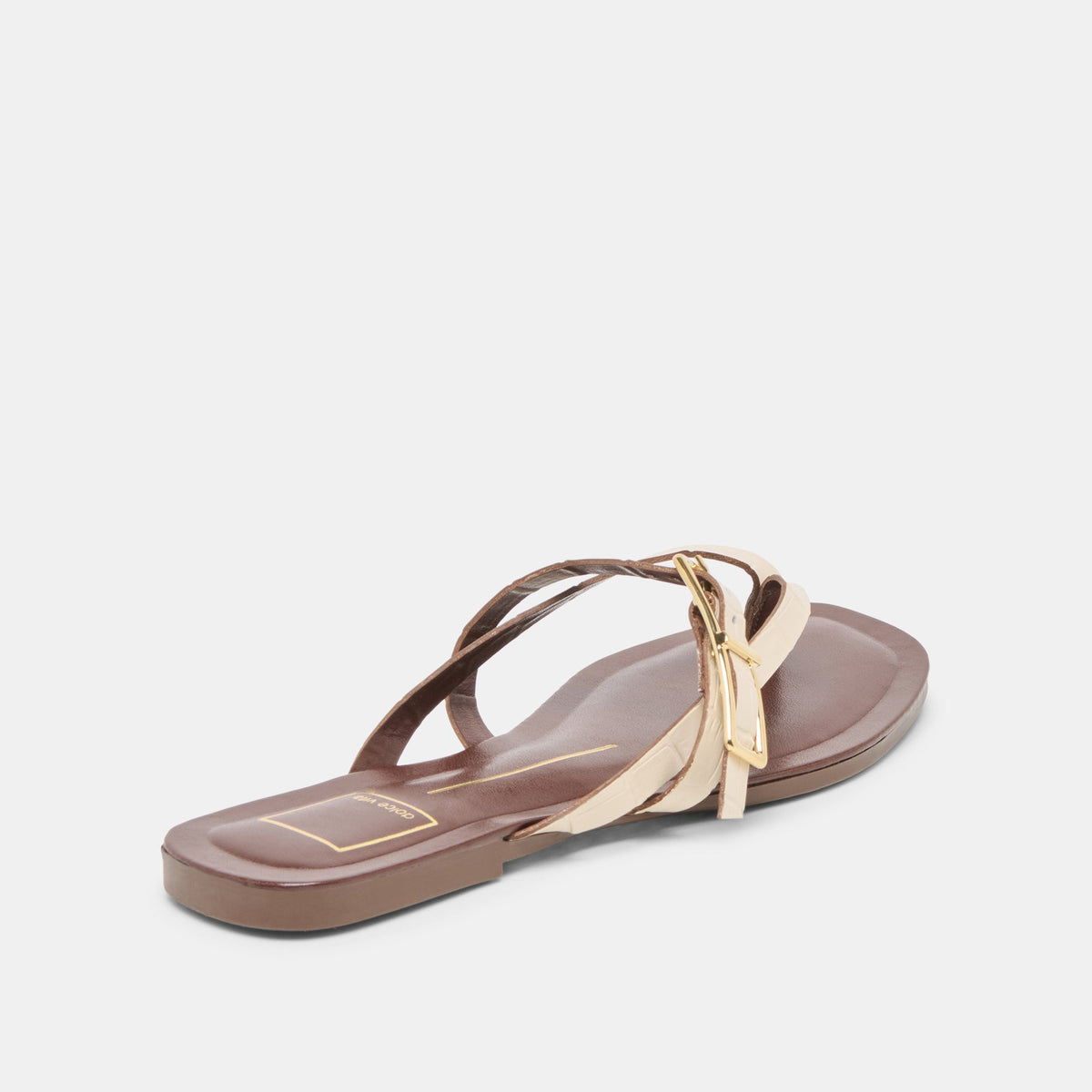 Dolce Vita SHOES Piers Beige Croco Embossed Leather Sandals