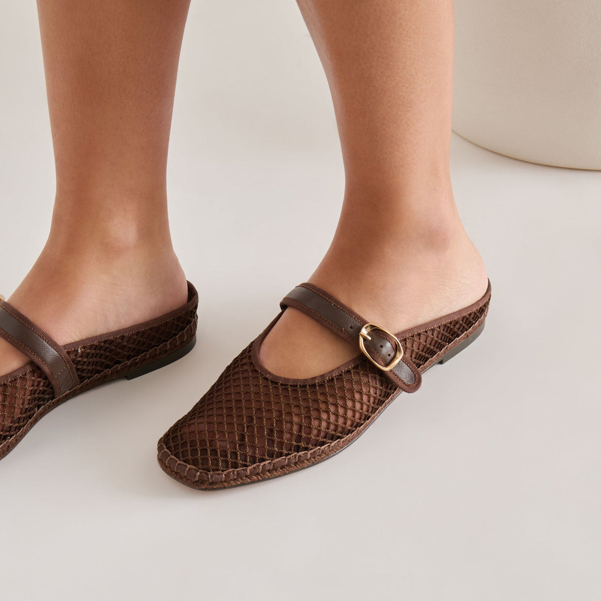 Dolce Vita SHOES Milie Chocolate Woven Mesh Flats