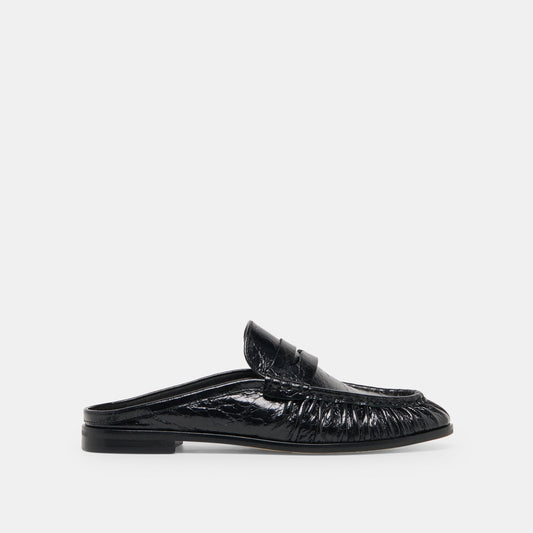 Dolce Vita SHOES BETZY Midnight Crinkle Patent Closed-Toe Slip-On Loafers