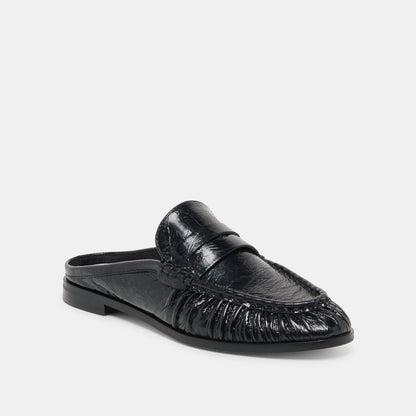 Dolce Vita SHOES BETZY Midnight Crinkle Patent Closed-Toe Slip-On Loafers