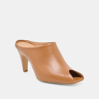 Dolce Vita SHOES MERY Brown Leather Peep-Toe Heels