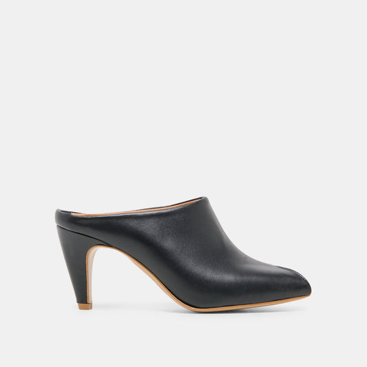 Dolce Vita SHOES MERY Black Leather Peep-Toe Heels
