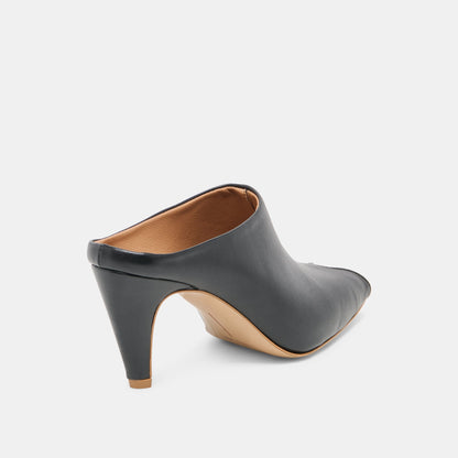 Dolce Vita SHOES MERY Black Leather Peep-Toe Heels
