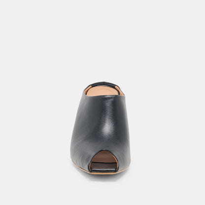 Dolce Vita SHOES MERY Black Leather Peep-Toe Heels
