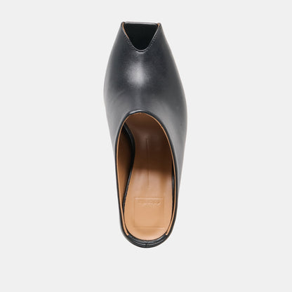 Dolce Vita SHOES MERY Black Leather Peep-Toe Heels